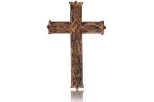 IBLAY Wooden Religious Catholic Crucifix Cross Wall Hanging 18 x 12 Inches Carvings Living Room Home Decor Accent Church Chapel Altar Wall Art Decor