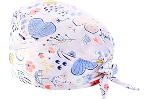 DaPongZhi Calot Chirurgien Femme Chapeaux de Travail avec Boutons et Cravate Chapeau Réglable Respirants Turban Imprimé Casquette Chapeau de Beauté Chapeaux Unisexe de Cuisinier