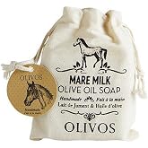 OLIVOS Natural Horse Milk And Solid Soap With Olive Oil, Horse Milk Hand Soap, Intensive Moisturizing Pouch Gift 150 gr (Cut) (Horse Milk)