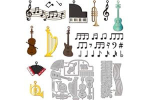 GLOBLELAND Matrices de Découpe pour Pendentifs D'Instruments de Musique pour Scrapbooking DIY Instruments de Musique en Métal Guitare Matrices de Découpe Notes Ukulélé Trompette Matrices de Découpe