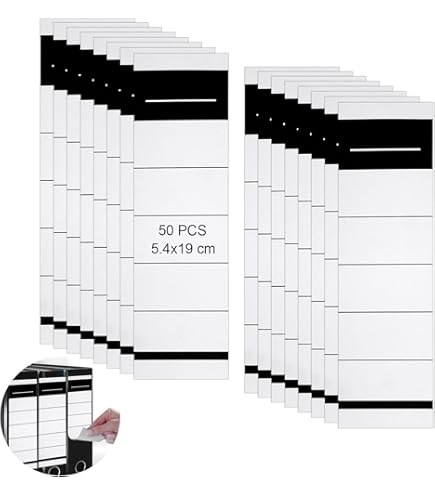 Etichette Autoadesive Per Raccoglitori - 50 Pezzi, 6x19cm - Bianche, Per Organizzazione Ufficio E Scuola