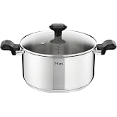Tefal Comfort Max C9734604 9.5-Inch Stainless Steel Durable Casserole Dish with Glass Lid, Induction Compatible, Ergonomic St