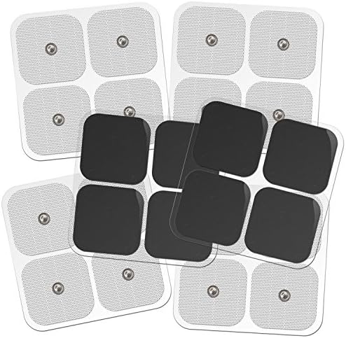 Square TENS Unit Electrodes, Snap On Pads 10 Pairs (20Pads) Electro Pads for TENS Therapy - Universally Compatible with Most TENS Machine Models - Self-Adhering, Reusable and Premium Quality
