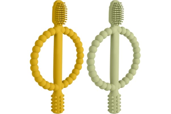Aolso Anneau de Dentition pour Bébé, en silicone pour jouet de dentition, accessoires d'allaitement sans BPA pour bébés de 3 mois et plus 2 en 1 en Silicone,Jouet Dentition Apaiser Les Gencives