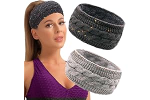 Redwestmelon 2 Pcs Women's Winter Knit Headbands Wide Elastic Headband,Women Ear Warmer Knitted Thermal Twist Headbands for Girls Women Elastic Thermal Headband