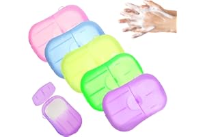 ASIRYVA 5 Boxes Travel Soap, Portable Foaming Paper Soap Sheets with Storage for Travel & Outdoor Hand Washing
