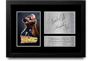 HWC Trading FR A4 Back to the Future Michael J Fox, Christopher Lloyd Cadeaux Imprimé Signé Autographe Photo pour les fans de cinéma - A4 Encadré