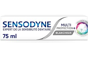 Sensodyne Dentifrice Multi-Protection Blancheur, Avec Fluorure Pour Dents Sensibles et Blanches, Aide à Soulager La Sensibilité Dentaire, 75 ml