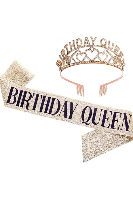 Geburtstag Schärpe & Tiara Set Für Frauen – Weiß, Mit Glitzerstrass, Verstellbar, Perfekt Für Partys & Fotos