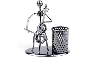 WINTERWORM School Days Iron Men Art Music Instrument Metal Pencil Cup Pen Container Holder Pencil Pot Organizer (Cello)