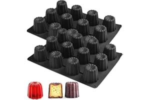 YXHZVON 2 Pièces Moule Silicone Mini Cannelé 12 Cavité, Antiadhésifs Moule a Chocolat, Moules à Gâteau en Silicone pour Chocolat, Gelée, Pudding, Mousse(Noir)
