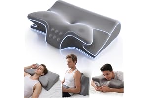 Rokehr Memory Foam Kudde 2 i 1, Nackkudde, Ortopedisk Kudde, Minnesskumkudde med Tvättbart Örngott, Ergonomisk Nackkudde för Sidosömn Rygg och Magsömma 60x43x14/12cm Ren