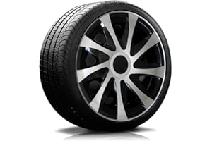 AUTOTEPPICH STYLERS WIR FERTIGEN IHRE FUßMATTEN (Farbe und Größe wählbar) 16 Zoll Radkappen Draco (Schwarz-Silber) + Eingangsmatte passend für Fast alle Fahrzeugtypen (universal) …