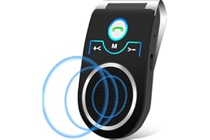 AIGOLINK Kit Mains Libres pour Voiture Bluetooth 5.0, Haut-Parleur sans Fil Micro Intégré Support du GPS, Musique, Réduction de Bruit,Supporte Siri/Google Assistant, Connexion de 2 Téléphones Simultanément