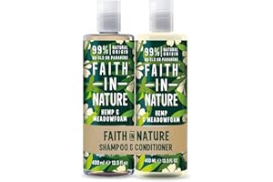 Faith in Nature Naturel Chanvre et Limnanthe Shampoing et Après-Shampoing, Réparateur, Végan, et Respectueux des Animaux, Sans Parabènes et Sans SLS, Cheveux Normaux à Secs, 2 x 400ml