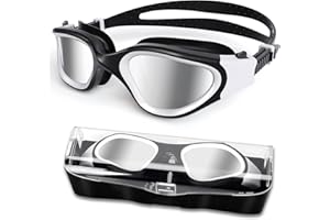 HOTSRACE Gafas de natación polarizadas Anti-vaho Protección UV Impermeable, Gafas Natación visión Clara fáciles de Ajustar para Hombres, Mujeres, Adultos y Adolescentes