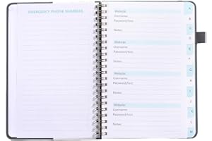 Sionhiuo Passwort-Keeper-Buch, tragbare Aufzeichnungsbücher, Adressbücher, sicherer A6-Adress-Organizer zum Organisieren wichtiger Website-Adressen, E-Mails, Benutzernamen