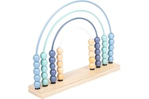 FYKERO Rainbow Wooden Abacus for Kids-Wooden Math Counting Abacus with Colorful Beads,Learning Game Add Subtract Abacus,Educational Counters for Kids,Preschool Development and Activity Toys,Blue