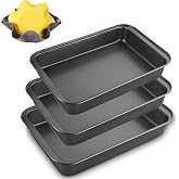 SENENQU 4 Pieces Non-Stick Carbon Steel Baking Tray Set of 30, 32 and 34 cm Rectangular Baking Tray with Small Mould for Past