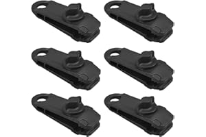 Fodlon Tente Clips, 6 Pièces Pinces en Plastique Tente Noir Clip de Bâche Réglable Accessoires pour Tente pour Camping, Housse de Voiture, Meubles, Housse de Bateau, Caravane, Auvent