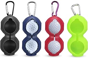 GZjiyu 4 Stk Golfball Tasche, Kieselgel Golfballhalter mit Karabiner für Männer Frauen Golf T Shirt Clip,Einkaufstasche,Gürteltasche (Schwarz/Rot/Grün/Blau)