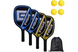 JOURNDREAM Raquette de pickleball, Pickleball Paddles Set avec 4 pagaies en bois de haute qualité, 4 pickleballs et 1 poche portable pour usage intérieur et extérieur, excellentes pagaies pour débutants