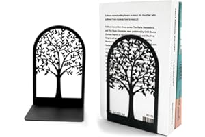 LdawyDE Book Ends for Shelves, 2 Heavy Duty Metal Bookends Desktop Decorative Tree Book Stopper Anti Scratch & Non-Skid Bookends Binder Dividers Unique Practical Gift