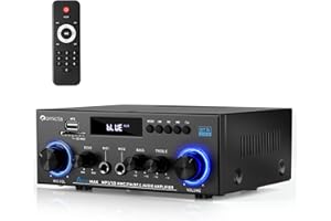 Romicta Stereo Audio HiFi Amplifier, 800W Bluetooth Amplifier 5.0, 2 Channels 12V/230V, LCD Display, SD/USB, FM Radio, Compatible with Active subwoofer and passive speakers