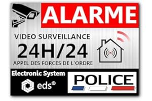 EGERO Stickers Alarme Vidéo Surveillance 24H/24 – Lot de 8 Autocollants Dissuasifs Effet Métal | Sécurité Maison, Commerce, Garage, Immeuble | Anti-Cambriolage, Qualité Pro (Police)