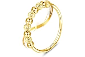 ORAZIO 925 Sterling Silber Fidget Ring mit gefrosteten Perlen Angstringe für Angst Zappeln Stapelring für Angst Stressband Ring Angstringe für Frauen Männer