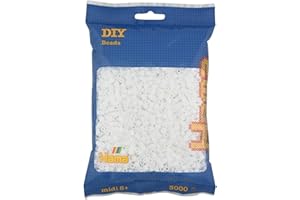 ‎HAMA Hama Perlen 201-01 Bügelperlen Beutel mit ca. 3.000 bunten Midi Bastelperlen mit Durchmesser 5 mm in Weiß, kreativer Bastelspaß für Kinder ab 5 Jahren