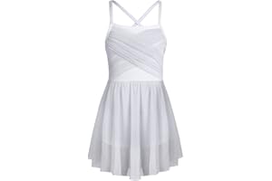 iEFiEL Vestito da Balletto Bambina Ragazze Leotard Body Dancewear Ginnastica Danza Classica in Chiffon Senza Manica Aderente Gonna Allenamento Ballo Elegante 4-12 Anni