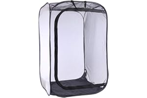 Poxl Insectes et Papillon Cage Noir Portable Cage à Insectes Mesh Habitat Terrarium Pop-up