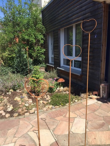 Rost Deko Rankstab Herz 150cm Gartendeko Stab Edelrost Beetstecker