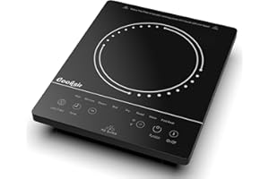 COOKSIR Płyta grzewcza ze szkła ceramicznego, 1 płyta, przenośna płyta kuchenna z wtyczką, ogrzewanie na podczerwień, 2000 W, 28 cm, płyta grzewcza z tworzywa szklano-ceramicznego, zabezpieczenie przed