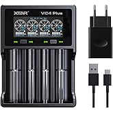 18650 Battery Charger 4 Slot XTAR VC4 Plus Fast Charger for 3.6V 3.7V Li-ion 18650 18700 26650 32650 1.2V NI-MH NI-CD AAA Bat