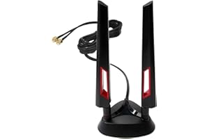 TIMES MARK WiFi 6E Tri-Band 2.4GHz 5.8GHz 6GHz, Magnetic Base Antenna Aerial, Network Range Extender Booster Wireless Router Hotspot Motherboard PCI-E for PC Desktop Computer Gaming PCIe Card, Desktop