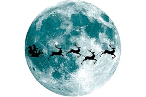 AMOSFUN Glow in The Dark Christmas Wall Stickers Wall Decals Christmas Window Clings Santa on Sleigh Xmas Holiday Wall Decorations 30cm