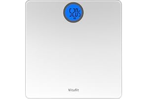 Vitafit Báscula de Baño Digital de Alta Medición Precisa 180kg/400lbs con Tecnología Step-On,Pantalla LCD