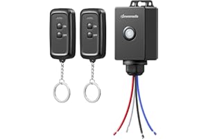 DEWENWILS Interruptor inalámbrico exterior con mando a distancia, 230 V, 3000 W, juego de interruptor de luz inalámbrico, IP65 con 2 transmisores, alcance de 30 m, no requiere cableado, incluye