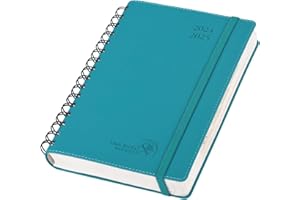 POPRUN Agenda 2024 2025 Journalier Spirale Scolaire 21,5 x 14,5 cm, 1 Page par Jour d'Août 2024 à Juillet 2025 12 Mois, Couverture en Cuir Vegan, Papier Certifié FSC® 80 g/m² - Pacifique Vert
