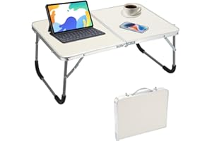 BSDLZCH Foldable Laptop Table, Folding dining table, Multifunctional Foldable Lap Desk for Bed, Lightweight Foldaway fit Bed Couch Sofa Floor, Outdoor Garden Picnic Camping (White with pattern)