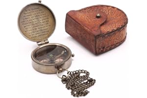 ROORKEE INSTRUMENTS (INDIA) A NAUTICAL REPRODUCTION HOUSE RII Engraved Brass Compass | Nautical Antique Vintage Solid Brass Compass with Leather Case | Romantic Gift for Husband | Sentimental Keepsake for Anniversaries | Compact Travel Compass for Outdoor