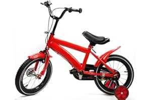 DSYOGX Bicicleta infantil, 14 pulgadas, unisex, con ruedines extraíbles, cuadro de acero al carbono, para niños y niñas de entre 3 y 6 años