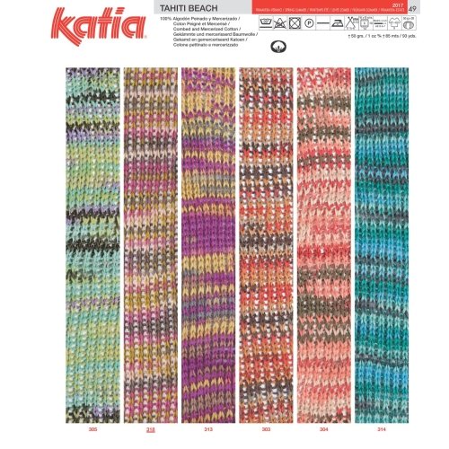 Katia Tahiti Beach – Farbe: Perla/Jeans/Beige/Rosa Palo (316) – 50 g / ca. 85 m Wolle - 4