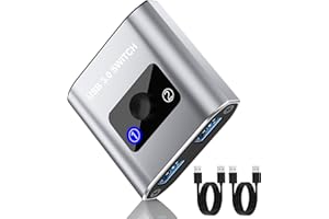 AUKOKIOULA USB Switch. Bi-Directional USB 3.0 Switch Selector 1 in 2 Out/ 2 in 1 Out, Share USB Devices Between 2 Computers for Printer, Keyboard, Scanner, Mouse. Compatible with Mac/Win/Linux