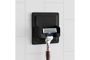 ‎LOBUX LOBUX® - Rasierhalter Dusche selbstklebend, superfester Halt [Soft-Touch Silikon] – Rasierer Halterung Dusche, wasserdicht – Ordnungssystem für Badezimmer, Spiegel, Dusche, Wand (schwarz)