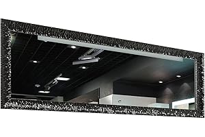 GaviaStore – Julie Nero 140x50 cm - Specchio da parete moderno (18 formati e colori) lungo figura intera alto grande decor soggiorno modern sala paret camera bagno ingresso