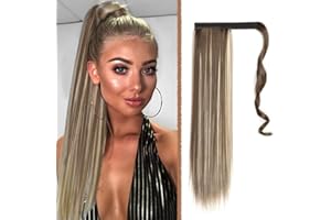 DKDXID Coleta Postiza Pelo Natural Trenza 55cm Extensiones Pelo Natural Coleta Cabello Sintetico Larga Cola Postiza Pelo Natural Extensión Coleta Pelo Natural Liso Ponytail Hair Extension Mujer-8H613#