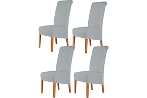 CMAKER High Back Chair Covers Stretch Spandex Fabric Chair Slipcover Seat Cover for Home Washable Removable Parsons Chair Protector Dining Room Kitchen Hotel,Set of 4,Smoky Gray